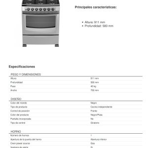 Estufa AF5001D Ficha Tecnica