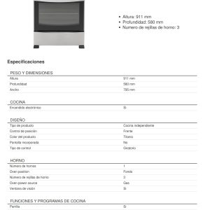 Estufa AF5434D Ficha Tecnica