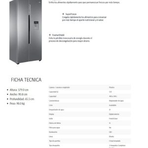 Refrigerador HSM518HMNSS0 Ficha Tecnica