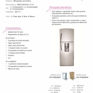 Refrigerador RME1436YMXS Ficha Tecnica