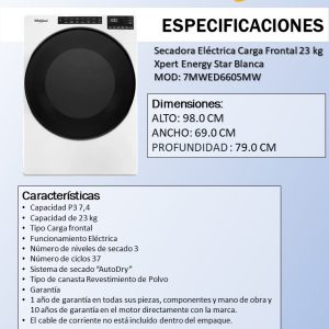 Secadora 7MWED6605MW Ficha Tecnica