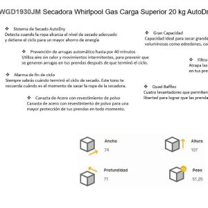 Secadora 7MWGD1930JM Ficha Tecnica
