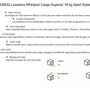 Lavadora 8MWTW1613MJQ Ficha Tecnica