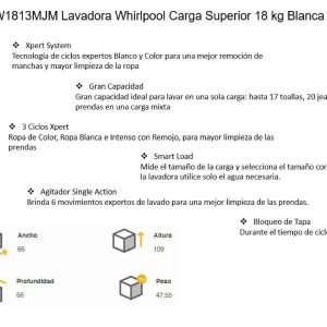 Lavadora 8MWTW1813MJM Ficha Tecnica