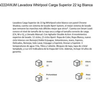 Lavadora 8MWTW2224WJM Ficha Tecnica