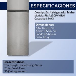 Refrigerador RMA250PVMRM Ficha Tecnica