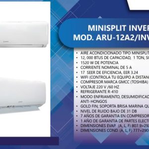 Minisplit ARU H12A2 INV SERIE L 1 TON SOLO FRIO Ficha Tecnica